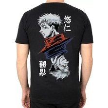 Mrayss  Unisex Bisiklet Yaka Baskılı Oversize T-Shirt - Siyah
