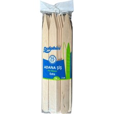 ŞEYLİŞEYLER Şeylişeyler - Ahşap Adana Kebap Şişi 24 cm Yassı Çöp Şiş 25'li 1 Paket - Isıya Dayanıklı Doğal Izgara Şişi