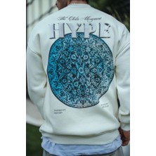 Mrayss  Üç Iplik Bisiklet Yaka Baskılı Sweatshirt - Beyaz