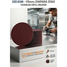 TeknoKapsül 12 Adet 220 Kum Yuvarlak Cırtlı Zımpara Diski 115 mm Deliksiz Zımpara Kağıdı 723219
