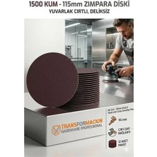 TeknoKapsül 12 Adet 1500 Kum Yuvarlak Cırtlı Zımpara Diski 115 mm Deliksiz Zımpara Kağıdı 723226