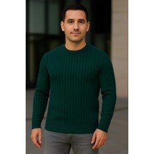Mrayss  Erkek Fitilli Triko Kazak 3lü Set Gri Haki Siyah Regular Fit Bisiklet Yaka Triko Seti Modeli Kazak