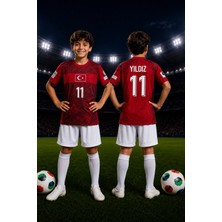 Selvira Kenan Yıldız 11 Türkiye Çocuk Futbol Forması Takımı Kırmızı Beyaz Milli Takım Taraftar Forma Seti Şortlu Spor Giyim
