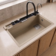Real Stone RealStone Victoria Set A02 Cappuccino Akıllı Granit Mutfak Evyesi 75,5 x 47 cm