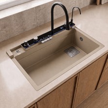 Real Stone RealStone Victoria Set A02 Cappuccino Akıllı Granit Mutfak Evyesi 75,5 x 47 cm