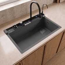 Real Stone Victoria Granit Akıllı Eviye Seti Antrasit 75.5X47 cm