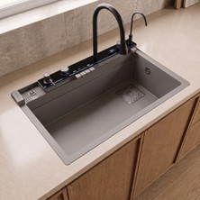 Real Stone RealStone Victoria Set A02 Gri Akıllı Granit Mutfak Evyesi 75,5 x 47 cm