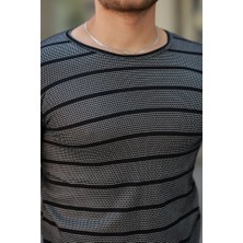 Mrayss  Erkek Petek Desenli Kısa Kollu T-Shirt