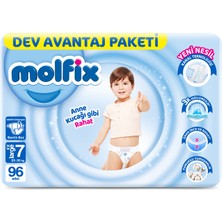 Molfix Bebek Bezi 7 Beden Xxl Hiper Ekonomi Paketi 96 Adet