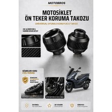 Motobros Motosiklet Aks Koruma Takozu Honda Pcx Uyumlu Motosiklet Ön Teker Takozu - Siyah Renk - 2 Adet