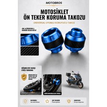 Motobros Motosiklet Aks Koruma Takozu Kuba Newcity Uyumlu Motosiklet Ön Teker Takozu - Mavi Renk - 2 Adet