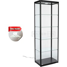 Camlı Vitrin Dolabı 40X60X180 cm – Spot Aydınlatmalı Kilitli Cam Gümüşlük ve Koleksiyon Sergileme Dolabı