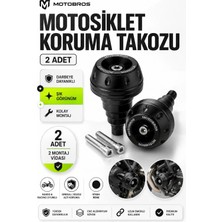 Motobros Motosiklet Koruma Takozu Motor Takozu Egsoz Koruma Takozu Siyah 2’li Set Universal Grenaj Koruma Takozu Montaj Vidalı