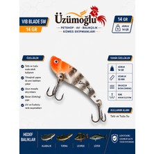 Üzümoğlu Lion Fishing Vıb Blade Sw 14 gr Orange Head Silver Vibrasyon Sahte Balık – 55 mm Batan (Sinking) – Uv Fosforlu – Tatlı ve Tuzlu Su Uyumlu