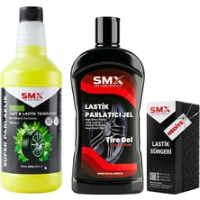 SMX Neon Jant & Lastik Temizleyici 750 ml ve Lastik Parlatıcı Jel 500 ml Sünger Hediye ile Etkili Temizlik