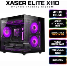 Xaser Elite X110 Ryzen 7 7800X3D 16GB Ddr5 Ram 1tb M.2 Nvme SSD 8gb RTX5060 Sıvı Soğutmalı Oyuncu Tavsiye Sistem