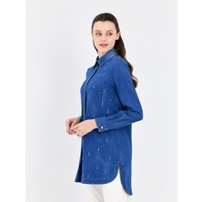 Doque 61020 Önden Düğmeli Ön Kısmı Taşlı Kolu Manşetli Tensel Tunik #03-25#