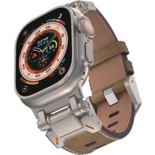 Techno Guru Apple Watch 7 45MM KRD114 Metal Başlıklı Suni Deri Kordon
