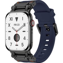 Techno Guru Apple Watch 7 45MM KRD-101 Titanyum Metal Başlıklı Şık Silikon Kordon