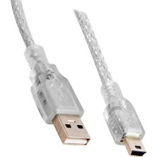 EstoreBox USB 2.0 Şeffaf 3 Metre Mini 5 Pin Kablo