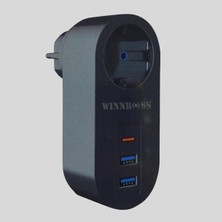 Aydogan's Ayd 2 Usb,1 Type-C Girişli 1'li Çocuk Korumalı,ısıya Karşı Dayanıklı 2500WATT Termal Akım K