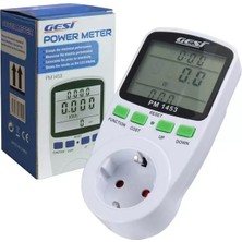 EstoreBox Gesi PM-1453 Dijital Wattmetre Sarfiyat Ölçer Tüketim Ölçer 220 Volt 16 Amper 3680 Watt Priz