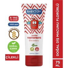 Babyton Doğal Çilekli 6 Yaş ve Üzeri Florürlü Diş Macunu 75 ml