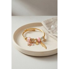 Lux Store Model Gold Renk Pembe Charmlı Bileklik