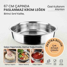 Ness Global 67 cm Ekstra Büyük Boy Paslanmaz Krom Çelik Leğen – Hamur Yoğurma, Salça & Sebze Yıkama Leğeni