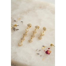 EstoreBox 3 Lü Set Küpe Gold Renk Kutup Yıldızı Detaylı