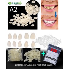 Kurbabio 25 Adet Reçine Diş Kaplaması A2 Renk Tonu Ultra Ince Veneer Protez Diş Kaplaması 5 Gram Pro Thermo Granül