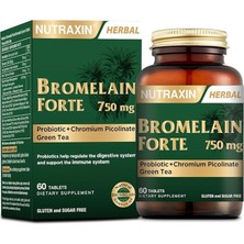 Bromelain Forte – 750 Mg Bromelain, Yeşil Çay Ekstresi, Krom ve Probiyotik Içeren Tablet – 6