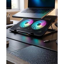 sbodurhome  Ayarlanabilir Laptop Soğutucu Çift Fan Rgb Işıklı Sessiz Çalışan