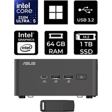 Asus Nuc 15 Pro Tall Intel Core 5-210H 64GB Ram 1tb SSD WIN11 Home RNUC15CRHC500002P383 Mini Masaüstü Bilgisayar + Per4 USB Bellek