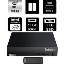 Lenovo Thinkcentre M70Q Gen 5 Intel Core I7-14700T 32GB Ram 1tb SSD WIN11 Home 12TESH46TXP368 Mini Masaüstü Bilgisayar + Per4 USB Bellek