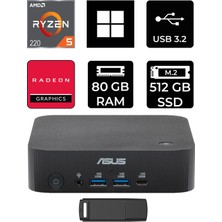 Asus Expertcenter PN54-S1 Ryzen 5 220 80GB Ram 512GB SSD WIN11 Home PN54-BBR522MNS1P387 Mini Masaüstü Bilgisayar + Per4 USB Bellek