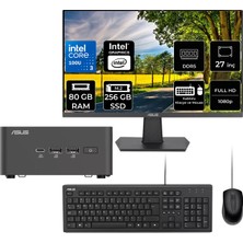 Asus Nuc 15 Pro Tall Intel Core 3-100U 80GB Ram 256GB SSD 27" Full Hd Monitör Freedos RNUC15CRHI300002P736 Mini Masaüstü Bilgisayar + Per4 USB Bellek