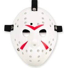 sbodurhome  Beyaz Renk Kırmızı Çizgili Tam Yüz Hokey Jason Maskesi Hannibal Maskesi