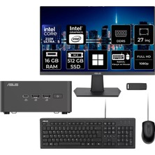 Asus Nuc 15 Pro Tall Intel Core 5-210H 16GB Ram 512GB SSD 27" Full Hd Monitör WIN11 Pro RNUC15CRHC500002P807 Mini Masaüstü Bilgisayar + Per4 USB Bellek