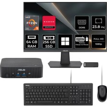 Asus Expertcenter PN54-S1 Ryzen 5 220 64GB Ram 256GB SSD 23.8" Full Hd Monitör WIN11 Pro PN54-BBR522MNS1P631 Mini Masaüstü Bilgisayar + Per4 USB Bellek