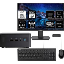 Asus Nuc 12 Pro Tall Intel Core I7-1260P 24GB Ram 2tb SSD 27" Full Hd Monitör Freedos RNUC12WSHI700002IP714 Mini Masaüstü Bilgisayar + Per4 USB Bellek
