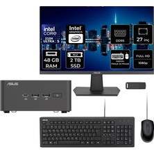 Asus Nuc 15 Pro Tall Intel Core 5-210H 48GB Ram 2tb SSD 27" Full Hd Monitör Freedos RNUC15CRHC500002P729 Mini Masaüstü Bilgisayar + Per4 USB Bellek