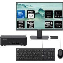 Asus NUC14 Pro Slim Kit Intel Core 3-100U 8gb Ram 1tb SSD 23.8" Full Hd Monitör Freedos RNUC14RVKI300002IP503 Mini Masaüstü Bilgisayar + Per4 USB Bellek