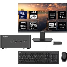 Asus Nuc 15 Pro Tall Intel Core 5-210H 48GB Ram 256GB SSD 23.8" Full Hd Monitör Freedos RNUC15CRHC500002P526 Mini Masaüstü Bilgisayar + Per4 USB Bellek