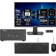 Asus Nuc 15 Pro Tall Intel Core 5-210H 80GB Ram 2tb SSD 27" Full Hd Monitör Freedos RNUC15CRHC500002P739 Mini Masaüstü Bilgisayar + Per4 USB Bellek