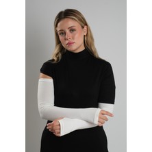 Hürrem Bone Krem Tesettür Parmak Geçmeli Kolluk Viskon Düz 1024_40