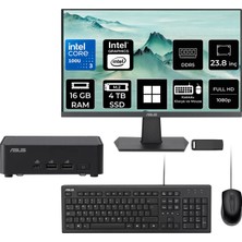 Asus NUC14 Pro Slim Kit Intel Core 3-100U 16GB Ram 4tb SSD 23.8" Full Hd Monitör WIN11 Pro RNUC14RVKI300002IP610 Mini Masaüstü Bilgisayar + Per4 USB Bellek