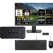 Asus Nuc 12 Pro Tall Intel Core I7-1260P 8gb Ram 256GB SSD 23.8" Full Hd Monitör Freedos RNUC12WSHI700002IP501 Mini Masaüstü Bilgisayar + Per4 USB Bellek