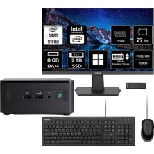 Asus Nuc 12 Pro Tall Intel Core I7-1260P 8gb Ram 2tb SSD 27" Full Hd Monitör WIN11 Home RNUC12WSHI700002IP754 Mini Masaüstü Bilgisayar + Per4 USB Bellek