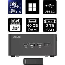Asus Nuc 15 Pro Tall Intel Core 5-210H 40GB Ram 2tb SSD WIN11 Home RNUC15CRHC500002P374 Mini Masaüstü Bilgisayar + Per4 USB Bellek